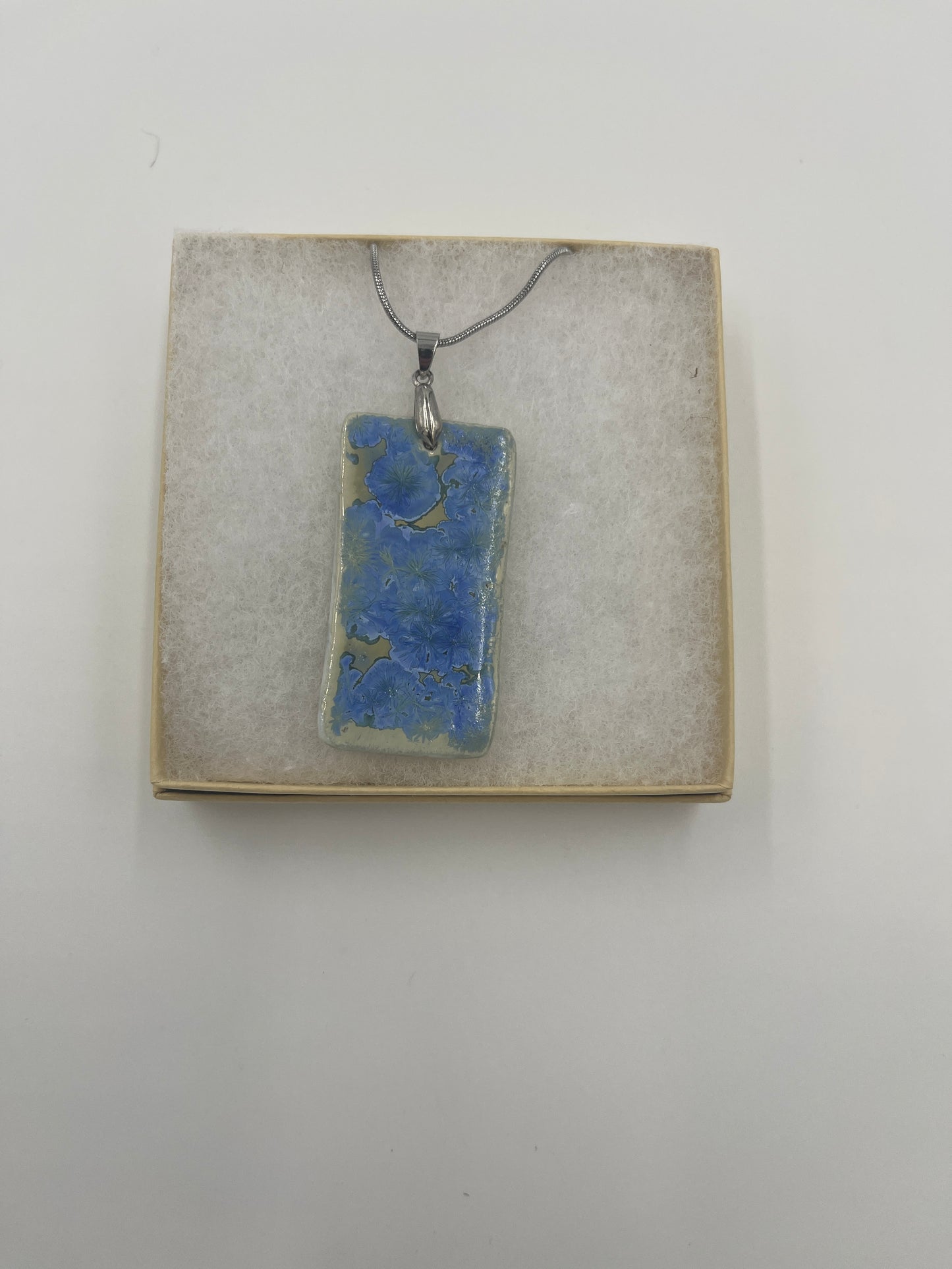 Crystalline Blue Rectangle Necklace