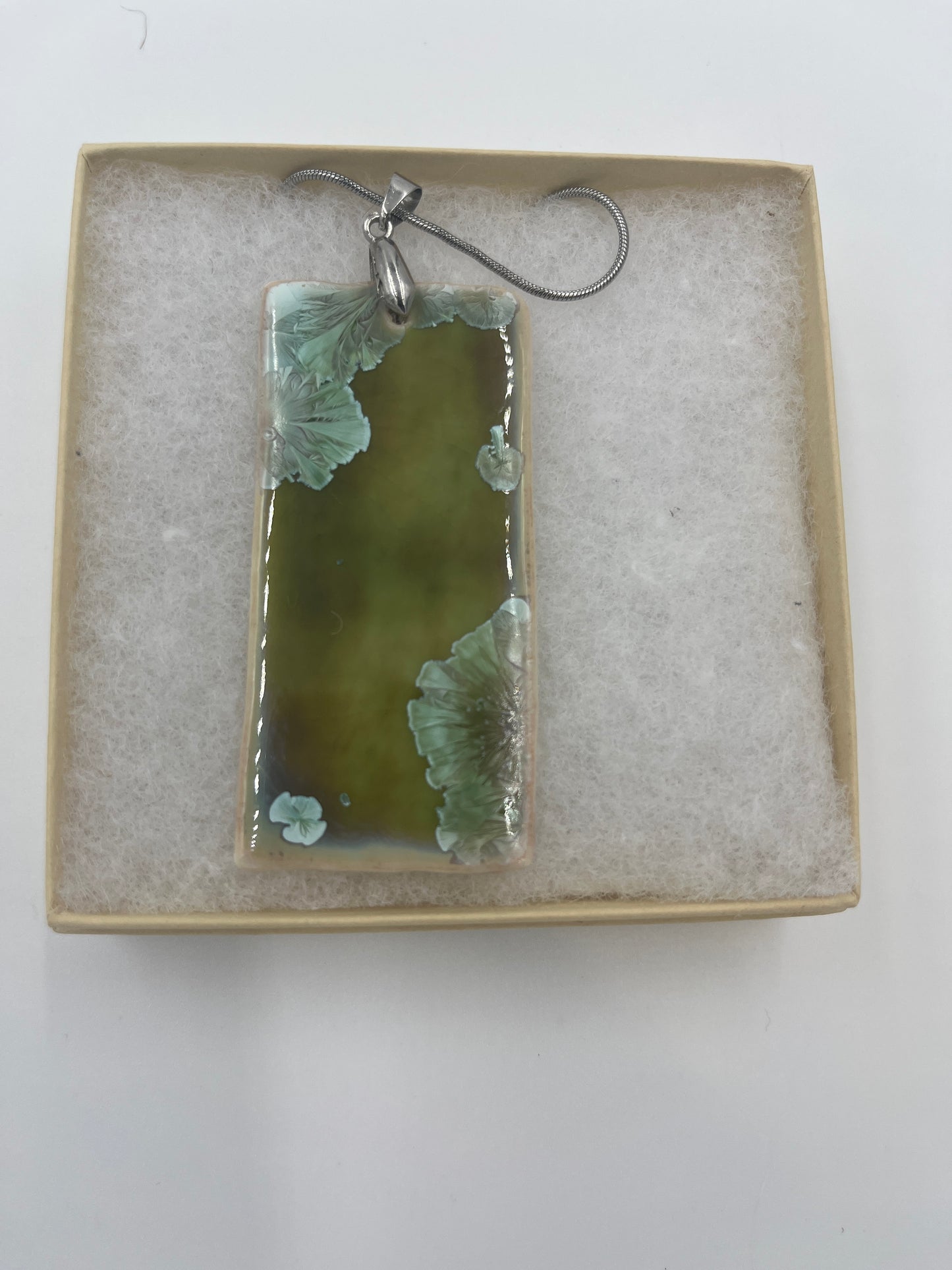 Crystalline Green Rectangle Necklace -2